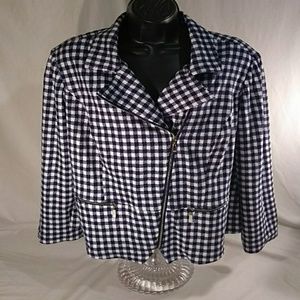 Chico's Blue White Zip Down Jacket Size 2